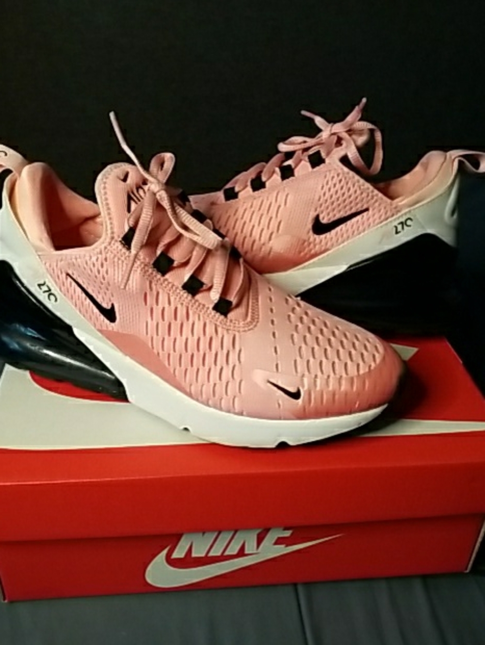 Nike Women's Pink and Black Air Max 270 React Lace-Up Sneakers
